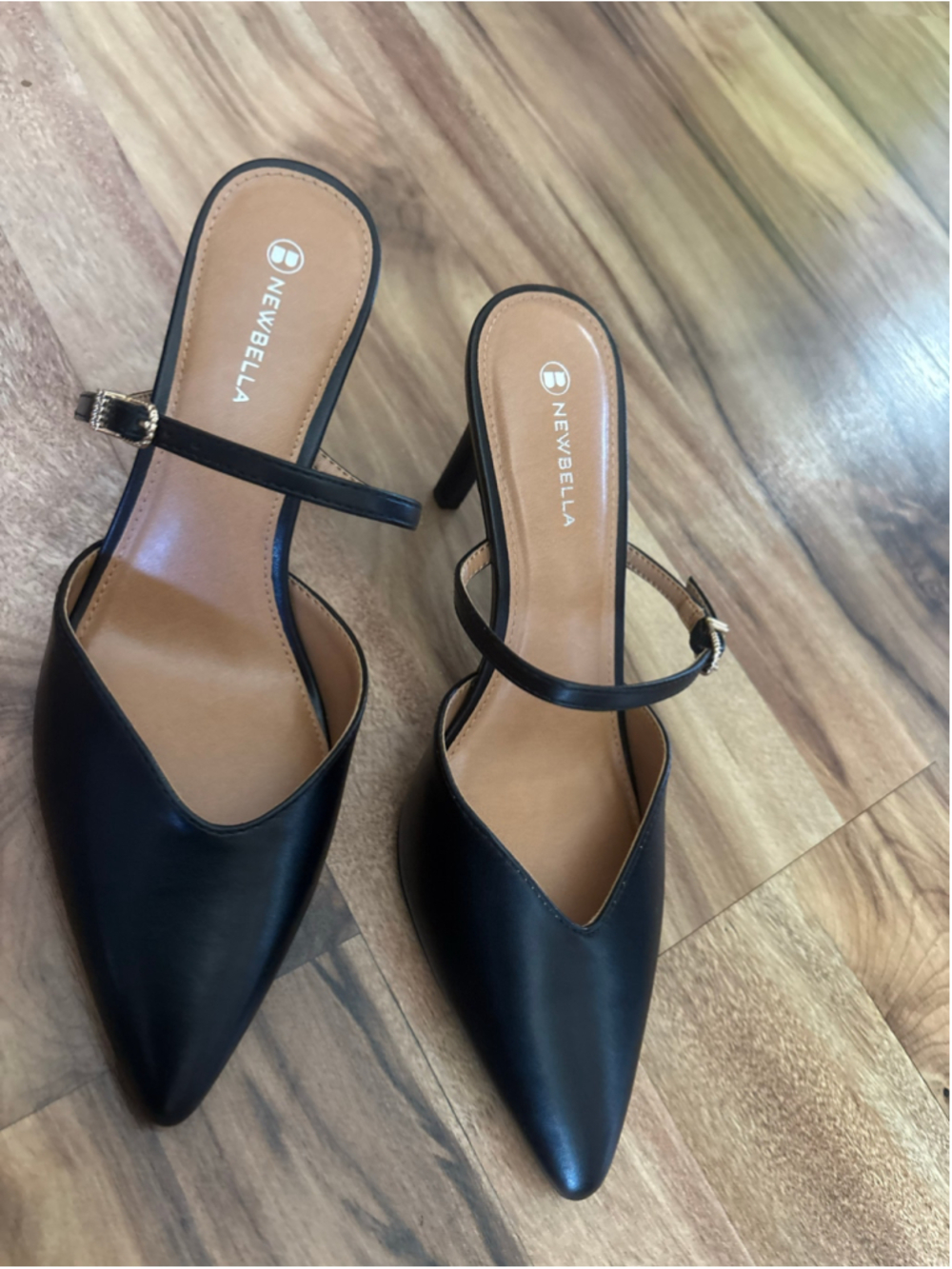 Women's NEWBELLA Black & Beige Pointed Toe Stiletto Heels